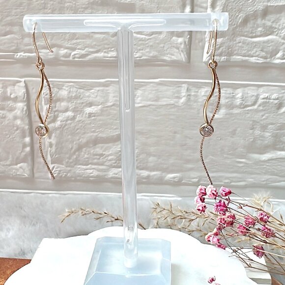 Long Sparkly Earrings with Cubic Zirconia | Handmade in BC - Picture 2 of 3